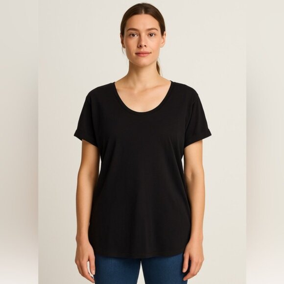 Kit and Ace Black Relaxed Scoop Neck T-Shirt (Approx. Size XL) - Picture 1 of 8
